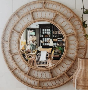 Espejo de ratán con flores decorativas para interiores con contras para regalos, espejo de ratán para hoteles y restaurantes, superventas - Product Image 6