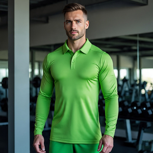 Camisetas Polo atléticas de manga corta para hombre, ropa de gimnasio para hombre, camiseta Polo de poliéster 100% para correr para hombre - Product Image 5