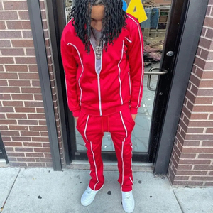 Ensemble deux pièces de survêtement de sport d'hiver en molleton réfléchissant avec logo personnalisé, broderie de haute qualité, vente en gros - Product Image 6