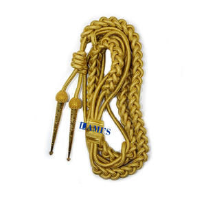 Aiguillette Hecho en Viscosa Con Dos Puntas De Viscosa Oro Aiguillette Cordón De Hombro Uniforme De Oficial - Product Image 3