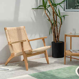 Chaise longue de salon moderne en osier et corde de chêne Ins Mobilier d'intérieur pour maison de loisirs - Product Image 1