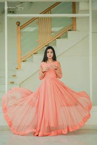 Vestido Maxi Lehenga Choli de Chifón Anarkali Refinado para Mujer, Ropa Festiva Pakistaní e India para Bodas y Fiestas - Product Image 3