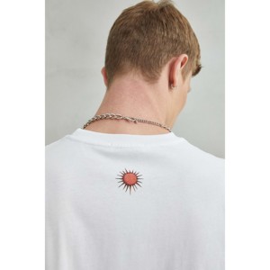 Unisex 100% oversize cotone bianco t-shirt Design "tramonto" con sole e Cactus stile deserto per gli uomini - Product Image 2