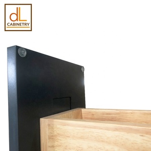 Envoyez-nous un aménagement-Armoires de cuisine à base coulissante en bois massif de style shaker bleu avec étagère à épices - Product Image 3