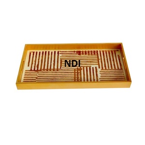 Bandejas de madera con acabado Natural para servir, bandeja para servidor de restaurante de Hotel en casa, bandeja de platos de madera redondeada de tendencia superior - Product Image 5
