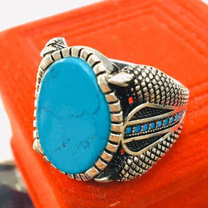 <b>Turquoise</b> Gemstone Designer Mens <b>Rings</b> Fashion 18k Gold Plated Sterling Silver Band <b>Ring</b> for Man Jewelry Best Selling - Product Image 6
