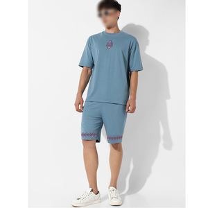 Blue Printed Oversized T-Shirt & <b>Shorts</b> Wholesale Rate With Own Design Best Seller Unique Style T Shirt <b>Short</b> Set - Product Image 2