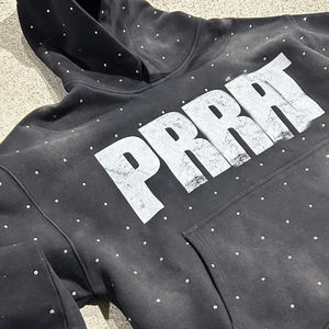 Sweat à capuche bling personnalisé unisexe 320GSM Sweat-shirt Streetwear en coton mélangé avec strass et logo - Product Image 2