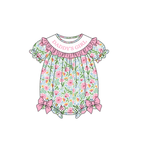 Preordine Personalizzato OEM: Tutina Floreale per Bambine con Scritta 'Daddy's Girl', Volant e Bottoni a Pressione, Manica Corta, Stile Boutique - Product Image 5