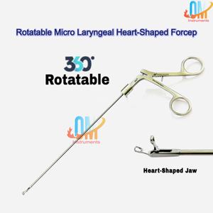 New <b>Micro</b> Laryngeal Forceps Heart Shaped Jaw 360 Rotatable Shaft 3mmX22cm German Stainless Steel ISO Certified Autoclavable - Product Image 3
