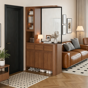 Meuble d'entrée de style Mid-Century, séparateur de salon, armoire à chaussures, cloison, meuble de rangement intégré - Product Image 4