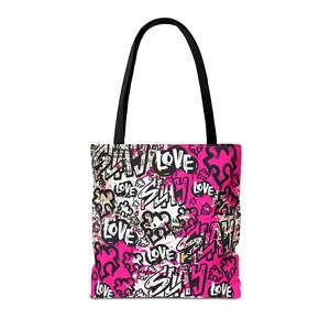 Bolso Tote Chic Urbano 'Slay' con Diseño Vibrante de Grafiti, Estilo Amoroso, Resistente al Agua, de Cuero PU, Cierre Abierto, Poliéster para Verano y Otoño - Product Image 5