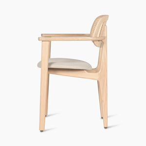 Modern Design Eco-Friendly Waterproof Arm Dining <b>Chair</b> Indonesian Solid Teak Wood Frame Natural Rattan Woven Backrest - Product Image 3