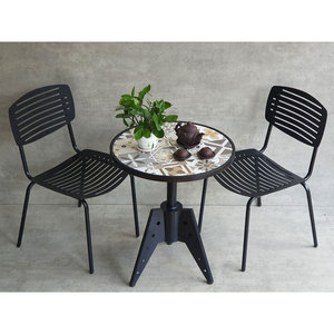 Modern Design Combo Set of 1 Outdoor Coffee <b>Table</b> and 2 Iron Chairs for Patio or Garden-CBCF272 - Product Image 3