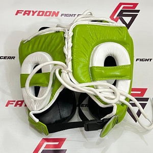Protège-tête de boxe ouvert blanc et vert tendance 2026, personnalisable avec logo, professionnel, réglable, pour entraînement et sparring - Product Image 6