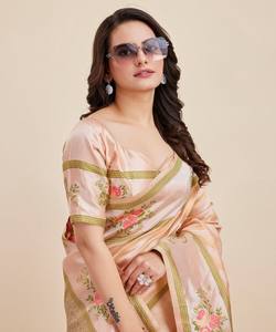 Saris indiens pour femmes, vêtements de fête, tissu en soie georgette, conçu pour la mariée moderne - Product Image 6