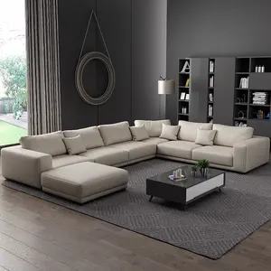 Casa moderna soggiorno divano Set mobili bianco piuma tessuto U a forma di angolo divano componibile divano componibile CEFS047