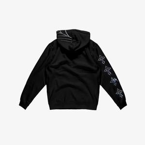 Custom Distressed Boxy Fit 400GSM Hombres Full Rhinestone Hoodie con DTG Print Custom Rhinestone Hoodie - Product Image 4