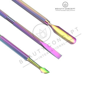 Rainbow Color Eco-Friendly Manicure & <b>Pedicure</b> Cuticle Pusher <b>Tool</b> Rust-Resistant Stainless Steel Nail Care Accessory - Product Image 2