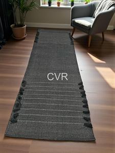 Tapis de yoga tissé carré noir imprimé en coton biologique avec dos antidérapant en caoutchouc, fait main, épais, style contemporain, pour la mise à la terre à domicile - Product Image 2