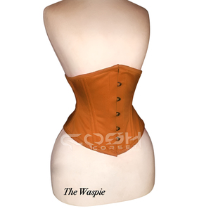 Corset en coton rouge à torse court sous le buste, taille W - Product Image 4