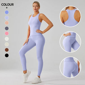 Custom Women's Solid Active Wear Set-High Waist <b>Leggings</b> & Sports Tank Top for Gym Fitness Yoga Quick Dry & Breathable - Product Image 2
