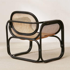 Chaises de salon modernes en rotin, mobilier de maison contemporain durable et écologique, chaise noire - Product Image 4