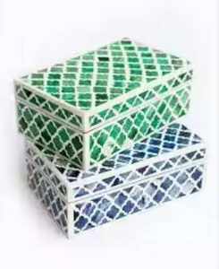 Boîte à bijoux et boîte à chocolat en nacre polie, écologiques, faites à la main, nouveau design, incrustation d'os, en provenance d'Inde - Product Image 3