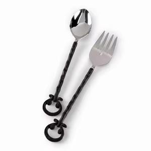 Ensemble de couverts de service à salade de qualité supérieure avec manche carré, plaqué or - Product Image 2