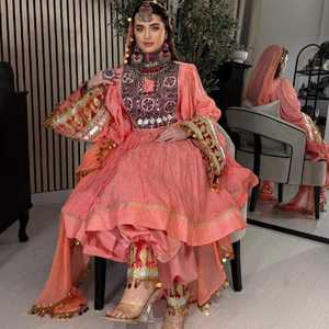 Vestido Afgano Kuchi Vintage Moderno de Alta Calidad para Mujer, Encaje, Volantes, Bordado, Manga Larga, Formal, para Boda, MOQ Bajo - Product Image 5