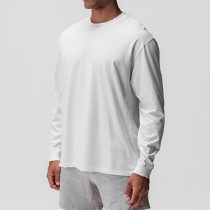 <b>Men</b> <b>t</b> <b>Shirt</b> 95 Cotton <b>5</b> Spandex Quick Dry Fit Gym Long Sleeve Sports Oversize Mock Neck logo Screen Print Custom <b>T</b>-<b>shirt</b> for <b>men</b> - Product Image 3