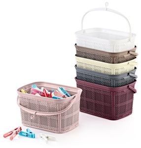 ตะกร้าพลาสติกปอกระเจาพร้อมที่จับสำหรับจัดเก็บเสื้อผ้าอเนกประสงค์ในร้านซักรีดหรือห้องครัวดีไซน์ทันสมัย3L - Product Image 3