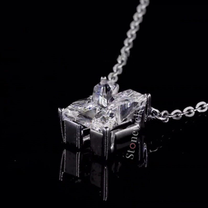 Pendentif unisexe en diamant cultivé en laboratoire HPHT Bijoux en argent fin avec certificat DEF VVS X Lettre IGI Matériau en or blanc - Product Image 3