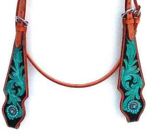 Bride durable en cuir de vachette usinée à la main de qualité supérieure avec motif floral équipement équestre exportation indienne - Product Image 6