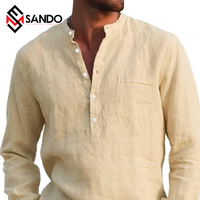 Camisa Casual de Manga Larga para Hombre, Estilo Safari, de Alta Calidad, Anti-Pilling, Secado Rápido, Algodón Ecológico, Talla Grande, Cuello en V, Estampado de Leopardo, para Verano