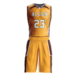 Ensembles de maillots et shorts de basketball pour hommes, personnalisables avec logo d'équipe, col en V, impression par transfert thermique, anti-UV, évacuation de l'humidité - Product Image 1