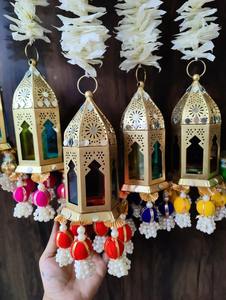 Soporte de tarro de vela de jazmín, fondo de escenario, decoración de Haldi Mehendi Sangeet, colgante de fondo, tarros de velas, decoración de boda - Product Image 2