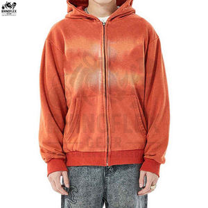 Sudadera con Capucha y Cremallera con Lavado Ácido Personalizada, Algodón Grueso, Mezcla de Algodón Básico, Sudadera con Capucha Extra Grande con Lavado Ácido para Hombre - Product Image 4