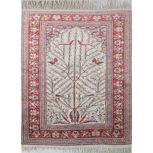 Tapis en soie noué à la main Gulmarg, motif floral rouge-orange, rectangulaire, pour salon, tapis de couloir pour la maison, Pae-4064 - Product Image 1