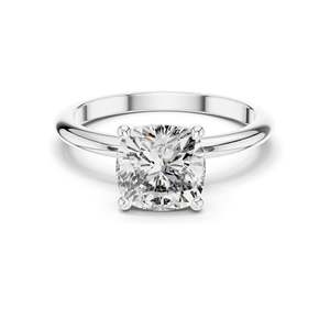 Bague de fiançailles pour femme avec diamant de laboratoire taille coussin 2 carats, clarté VVS-VS EF, or 18 carats, 14 carats, 10 carats et argent 925, rose, jaune - Product Image 3