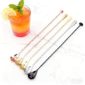 Premium Stainless Steel Cocktail <b>Bar</b> Spoon Set Long <b>Twisted</b> Handle Smooth Mixing Multi Color Finish Perfect For Home <b>bar</b> - Product Image 1