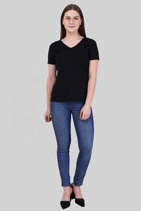 T-shirt à col rond pour femme en rayonne de bambou, doux, écologique, léger, à manches courtes, décontracté pour l'été, export en gros - Product Image 3