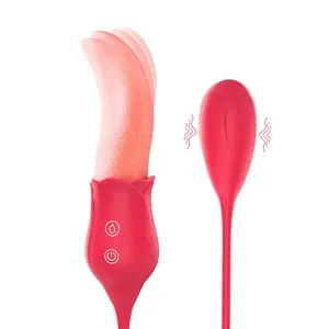 2 In 1 10 Tongue Licking And 10 Vibrating Rose Vibrators G Spot Clitoral Stimulator Rose Vibrators Sex Toy For Women