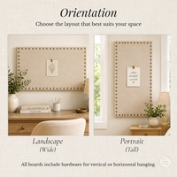 Tableau d'affichage en lin neutre, tissu artisanal, plusieurs tailles disponibles