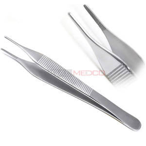 Pinzas Adson, Punta dentada de 12cm, acero inoxidable de alta calidad, totalmente reutilizable, Manual, certificado CE, instrumentos médicos dentales - Product Image 1