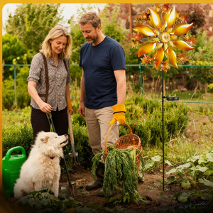 सौर संचालित हस्तनिर्मित कला डेको ग्लास गेंद मौसम प्रतिरोधी धातु पवन स्पिनर यार्ड सजावट - Product Image 4