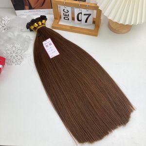 Qualité de luxe 2Q Remy Extensions de cheveux 100% kératine I pointe brun cendré 20 pouces droite 100% Remi Top - Product Image 1
