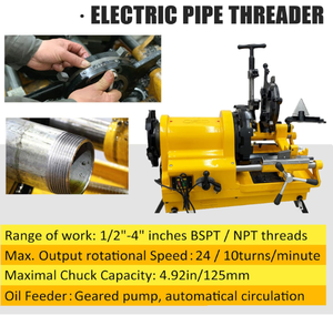 Techtongda 220V Điện Ống Threader Máy Tay Công Cụ Cho 1/2 "-4" Bspt/Npt Chủ Đề Ống Threading Cắt - Product Image 3
