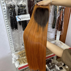 Paquets de cheveux humains 8-30 pouces paquets droits orange gingembre Extensions de cheveux vietnamiens vendeur de paquets de gros - Product Image 1