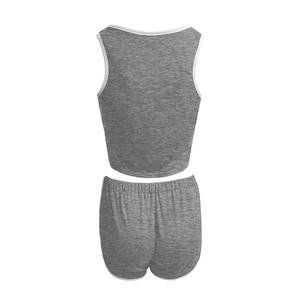 2023 <b>Women's</b> Fashion Crop Tank Top <b>Shorts</b> for Lounge Set Solid Flannel 100% Cotton Above Knee Length Breathable Button - Product Image 5